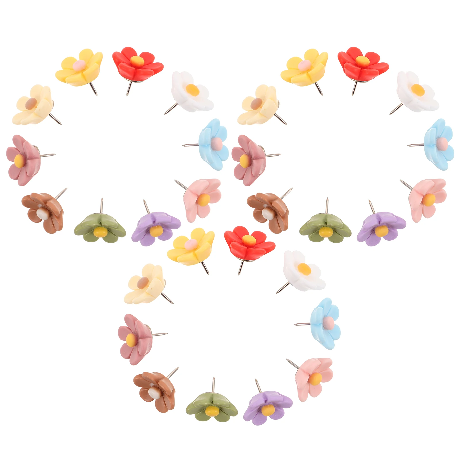 

30 Pcs Flower Pin Decorative Push Pins Thumb Resin Thumbtacks for Bulletin Board