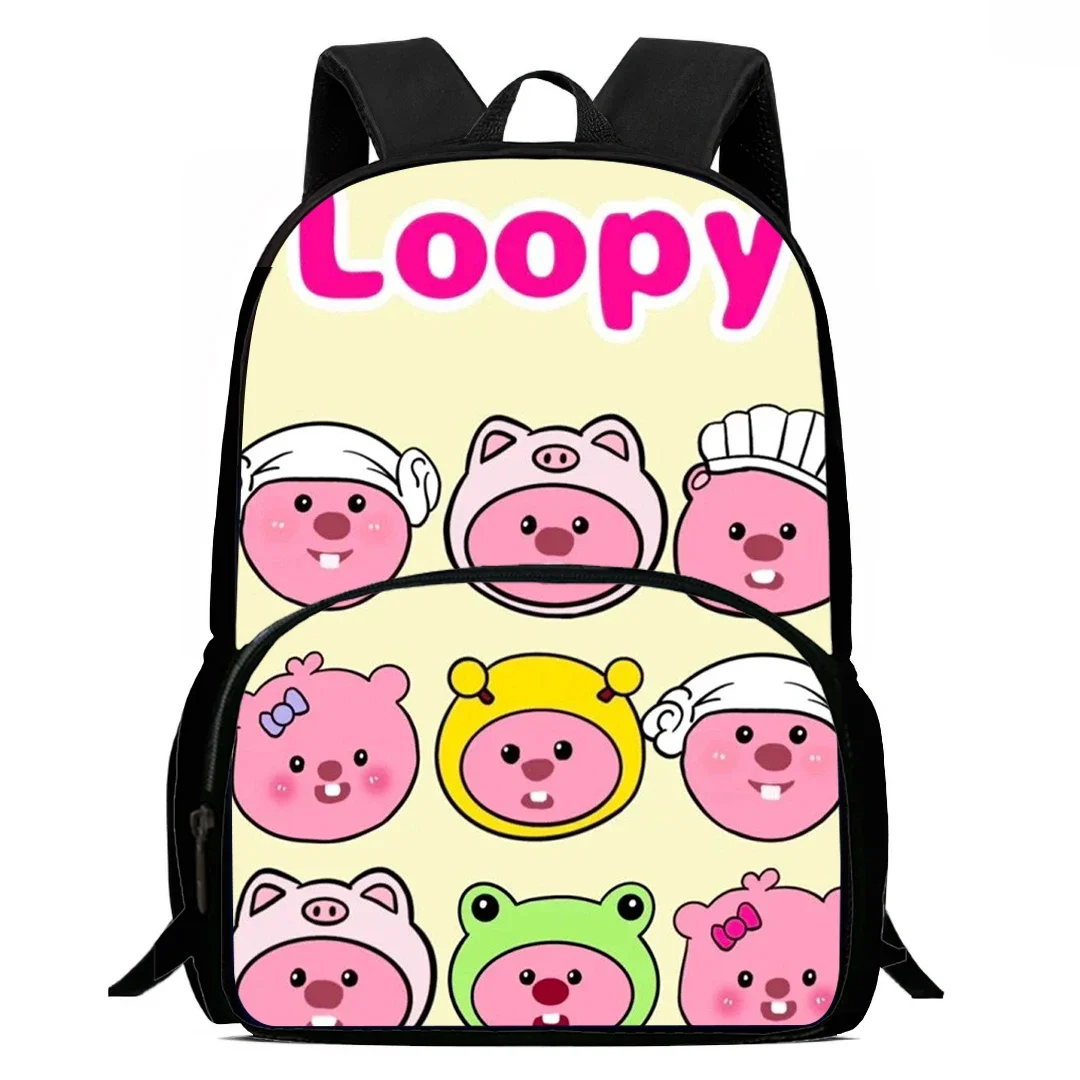 

School Backpack with Front Pocket,Cartoon Loopy School Bags for Boys Girls,Durable Kids Backpack for Pupil Students