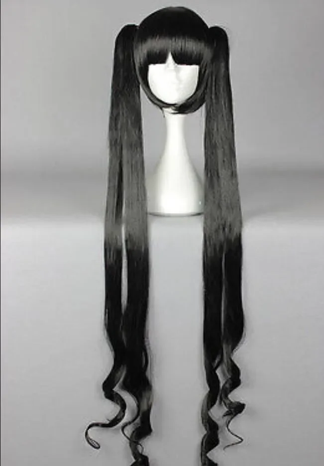 

WIG HOT SELL! 100CM Hestia Long Black Curly Cosplay Wigs