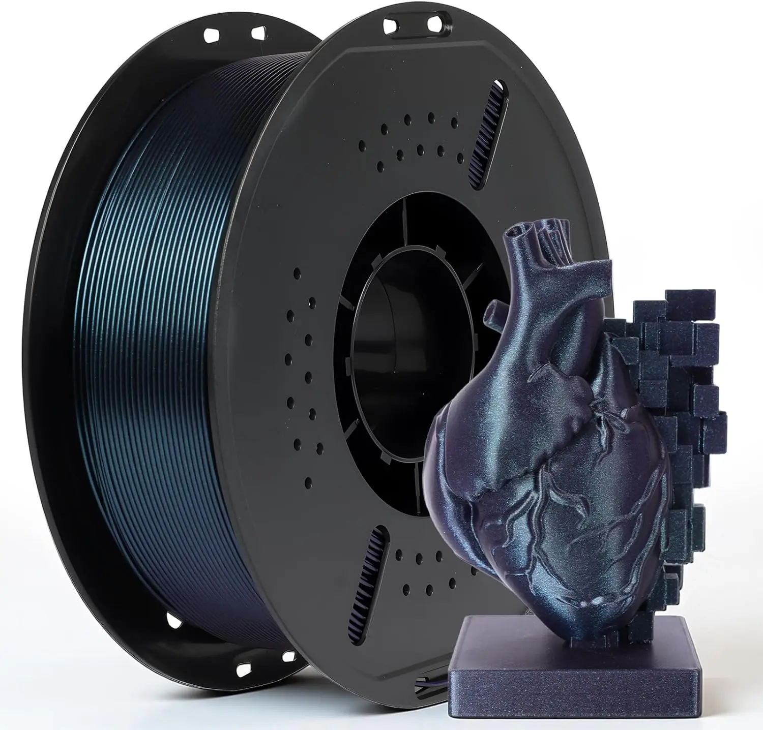 

Филамент для 3D-принтера 1,75 мм, PLA, меняющий цвет под воздействием света, цвет «Галактика» с эффектом обожженного титана, 1 кг, катушка