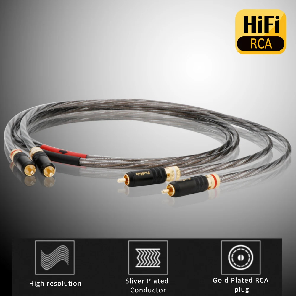 

Кабель Preffair X444 OFC из меди с серебряным покрытием RCA - позолоченный RCA-разъем, Hi-Fi аудиокабель для автомобиля/домашнего кинотеатра