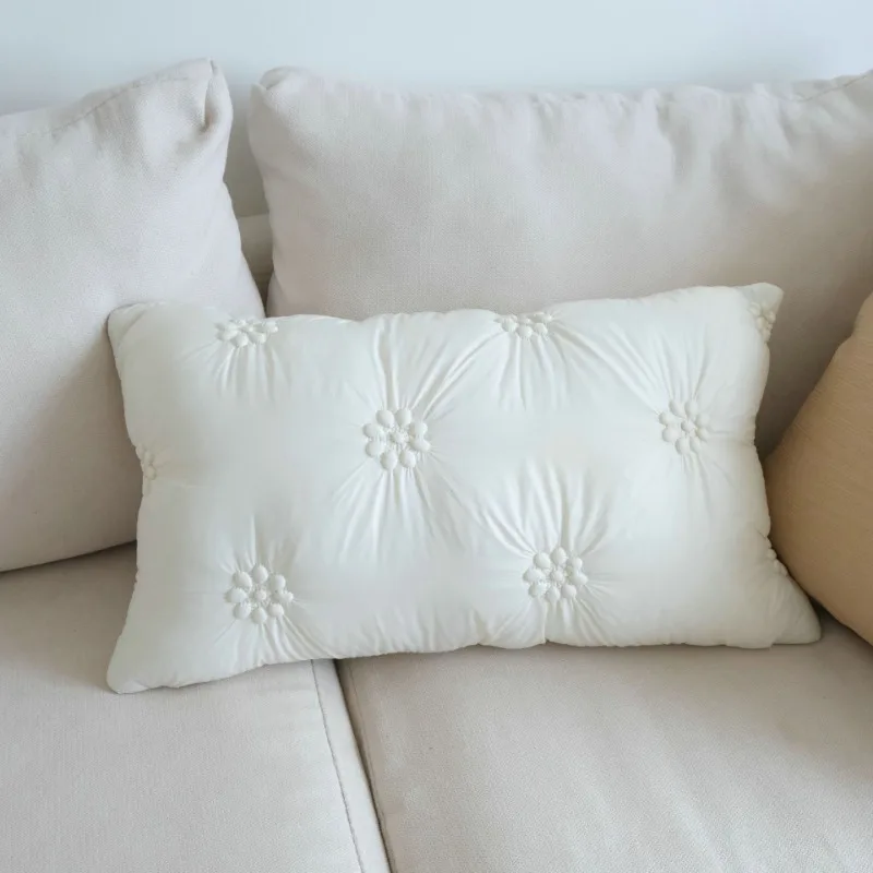 Ins Cream Wind Three-dimensional Embroidery Pillowcase Living Room Sofa Cushion Cover Bubble Cushion Pillow Set Sample Room