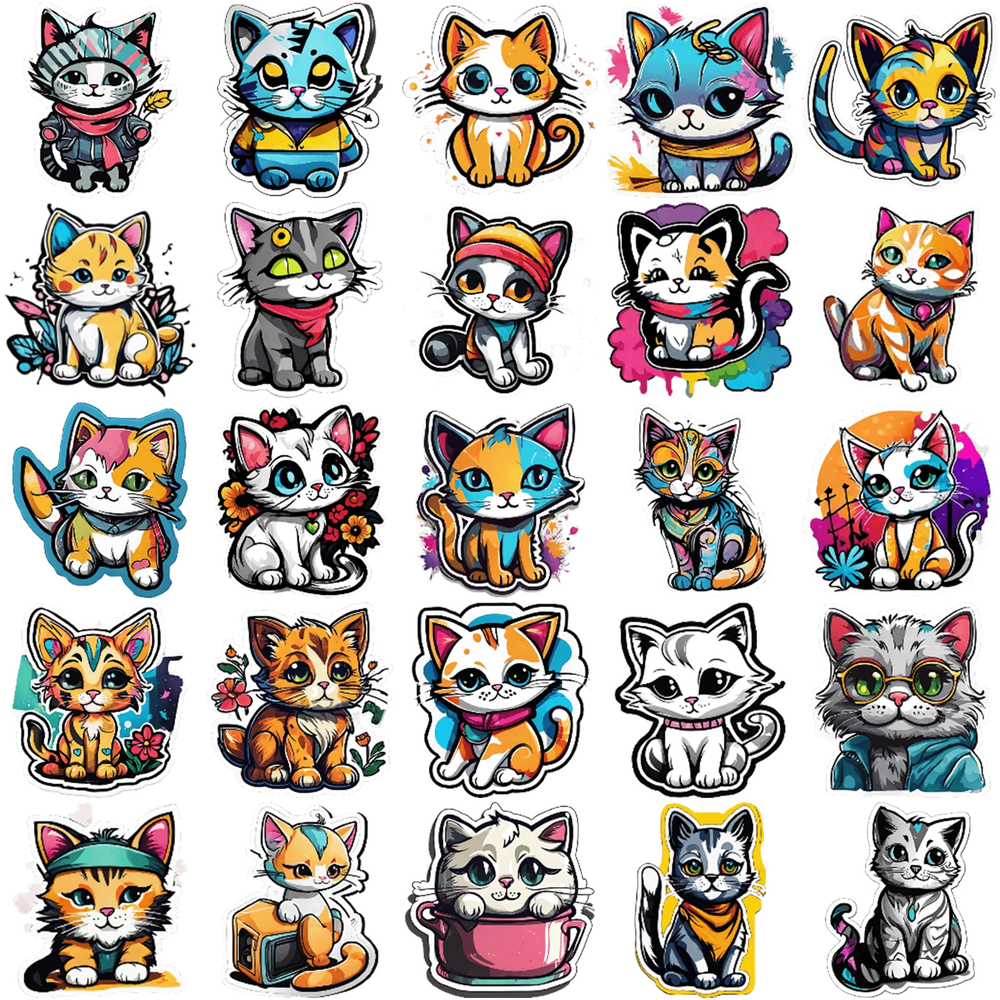 50 pieces of cute cat stickers Decorate Your Walls, Furniture, and More with these 50 pcs Colorful Sticker