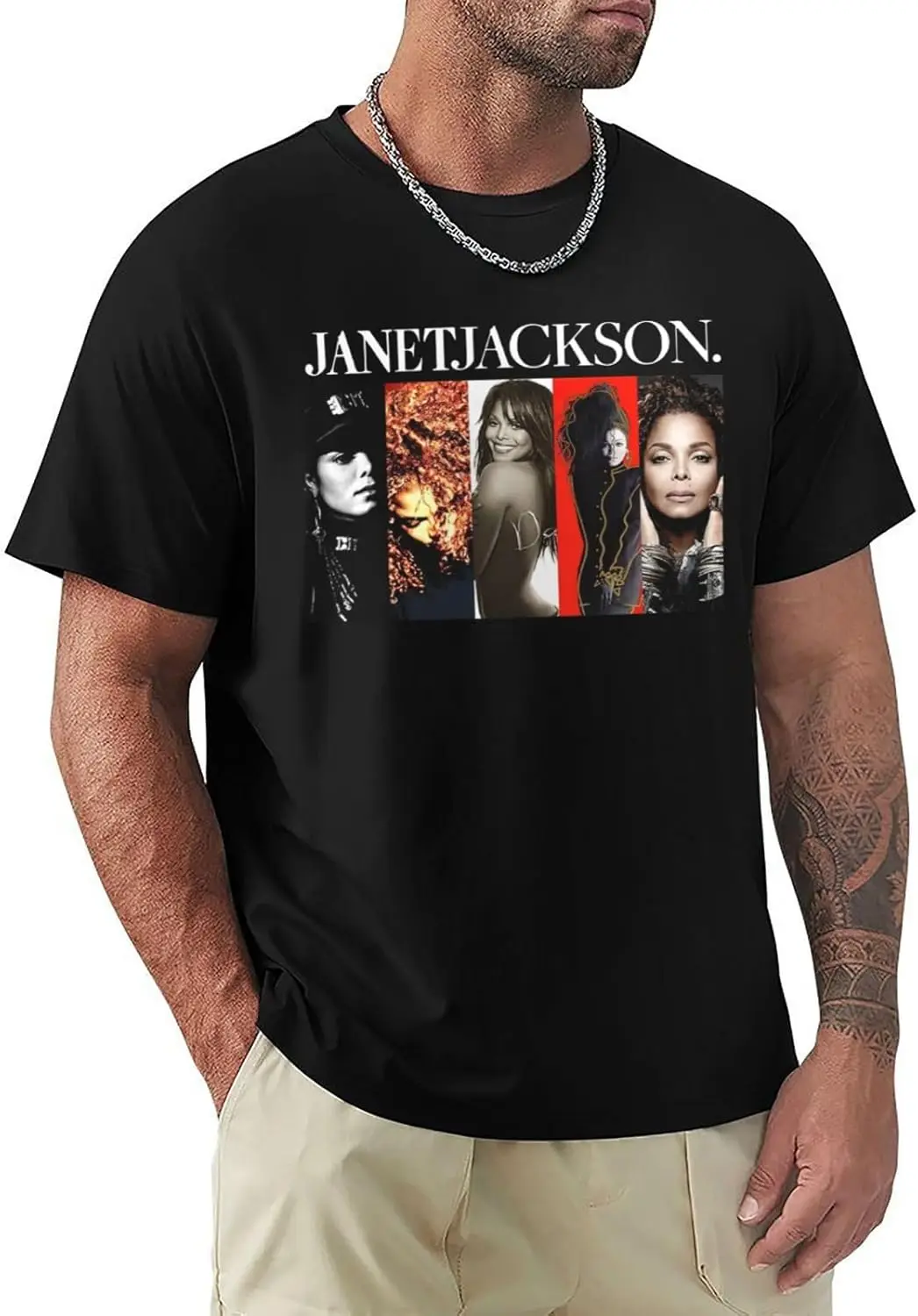 Janet Music Jackson Man's T Shirt Summer Classic Round Neck Tops Fashion Short Sleeve T-Shirts