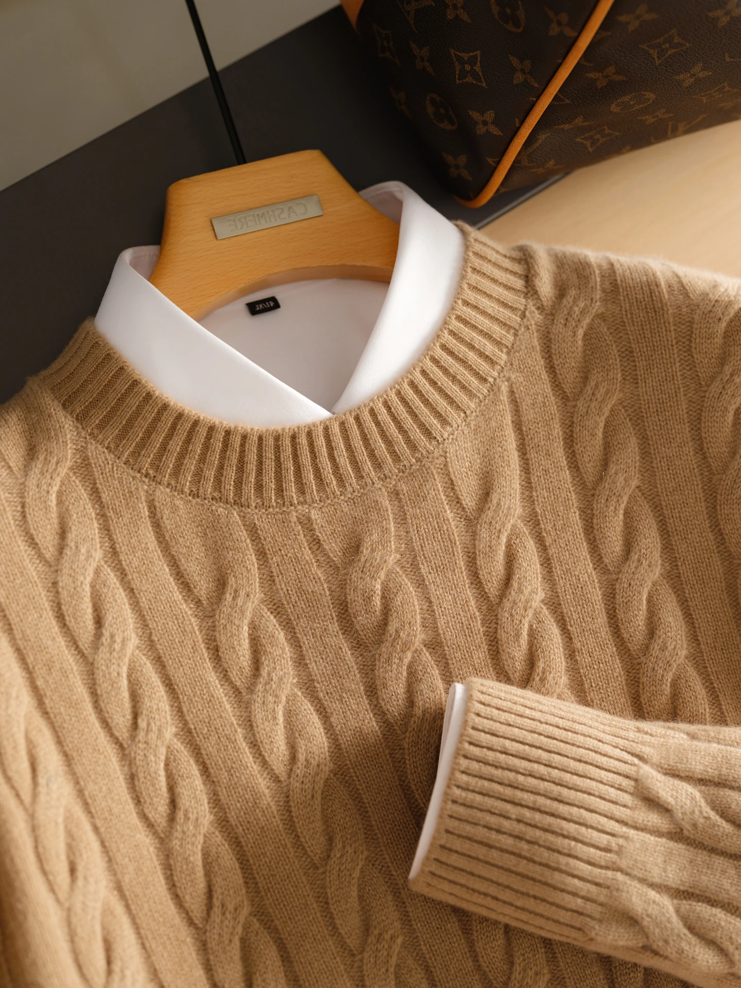 

100% Pure Cashmere Sweater Men's Twist Thickened Round Neck Long Sleeve Pullover Long Sleeve Knitted Sweater