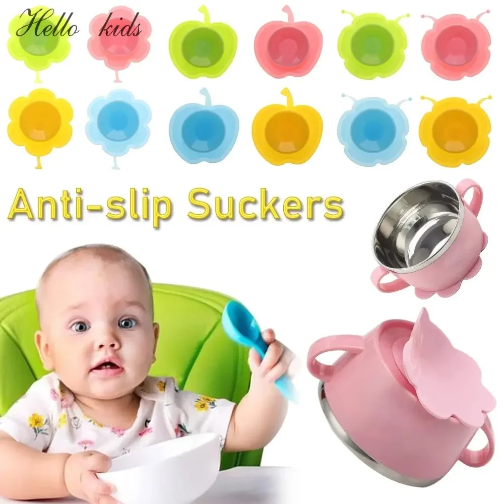 Baby Feeding Anti-slip Pads Two-sided Suction Cup Children Silicone Dish Cup Double Sucker Mats Coasters