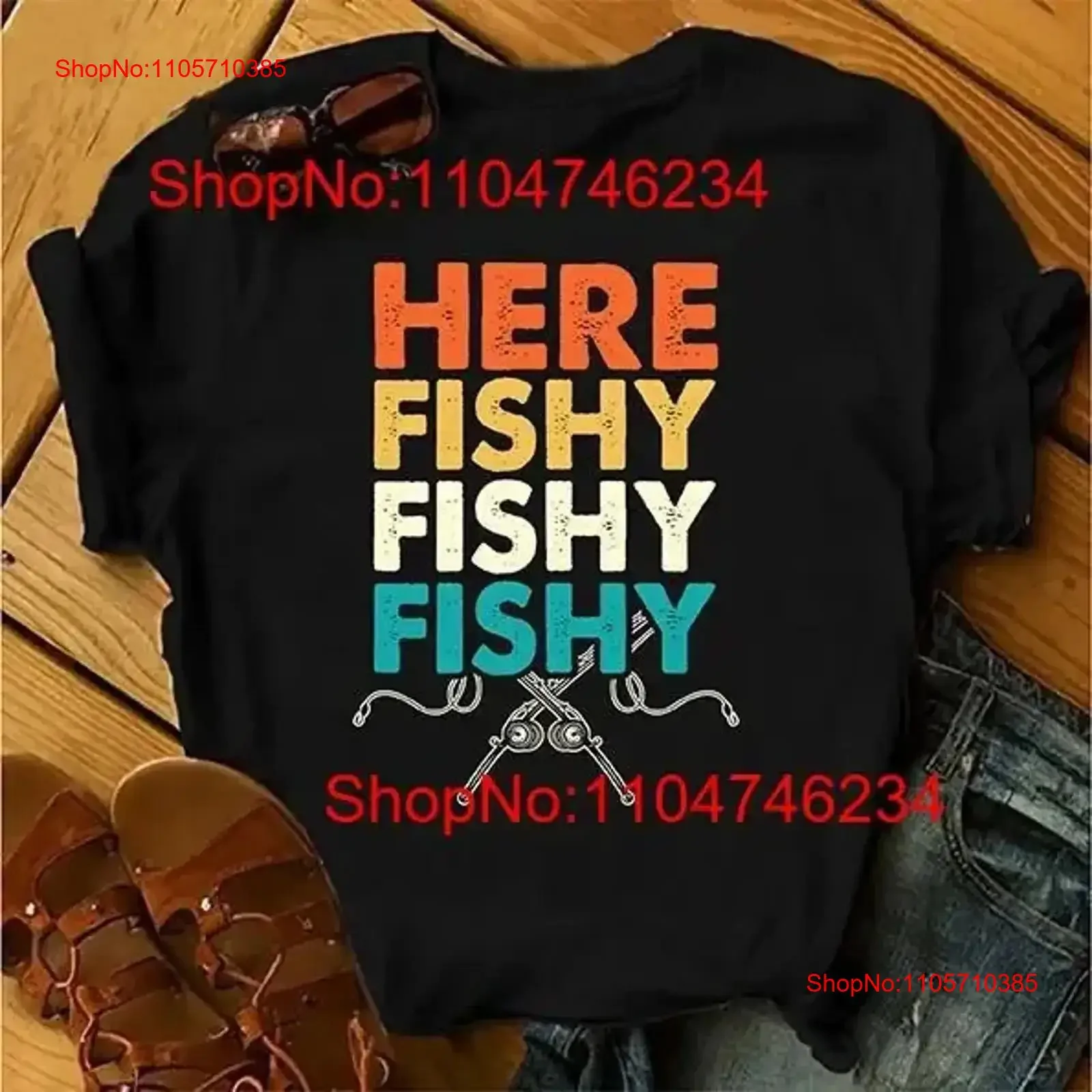 Here Fishy Funny T Shirt Idea Present for Fishing Lover Angler Fly Bass vintage Washed Soft Comfortable streetwear Casual