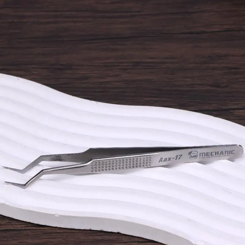 1Pc Aax-17 Stainless Steel Tin Positioning Tweezers For Precise Tin Wire Clamping Non-Slip Wear-Resistant