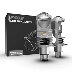 F40B LED H4 Lens Bi LED Mini H4 Projector Headlight Bulbs Lenses Headlamp Turbo LED Bulb High Low Light For Car Motorcycle