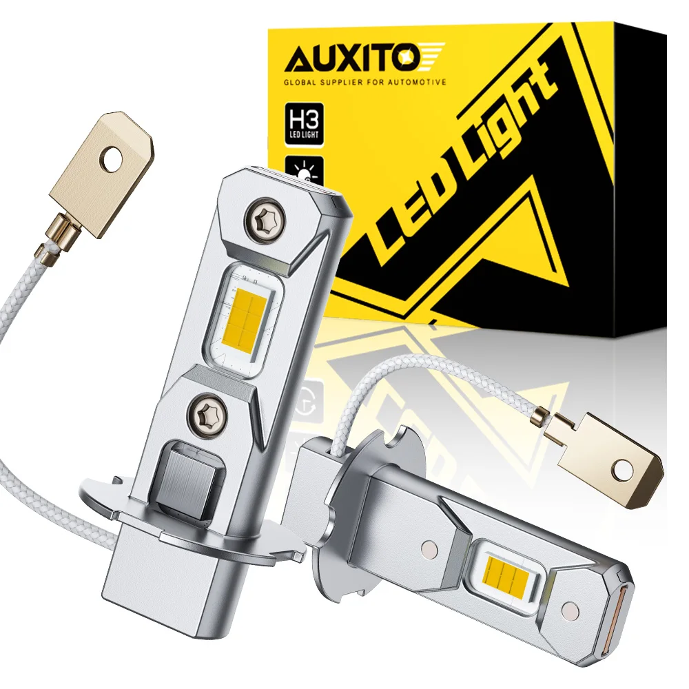 AUXITO 2Pcs Yellow H3 LED Fog Light Bulbs Fanless Mini Size Car Driving Lamp DRL Front Rear Fog Lamp Super Bright Mini Size 12V
