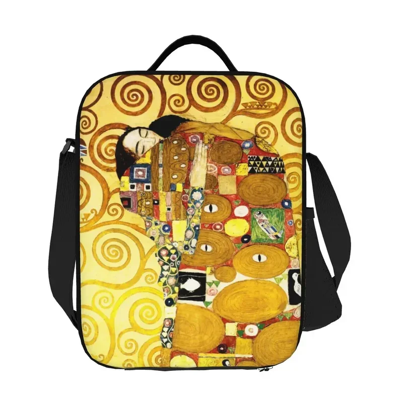 Gustav Klimt-女性用の断熱ランチバッグ,アートペインティングクーラー,サーマルトートバッグ,オフィス,ピクニック,旅行