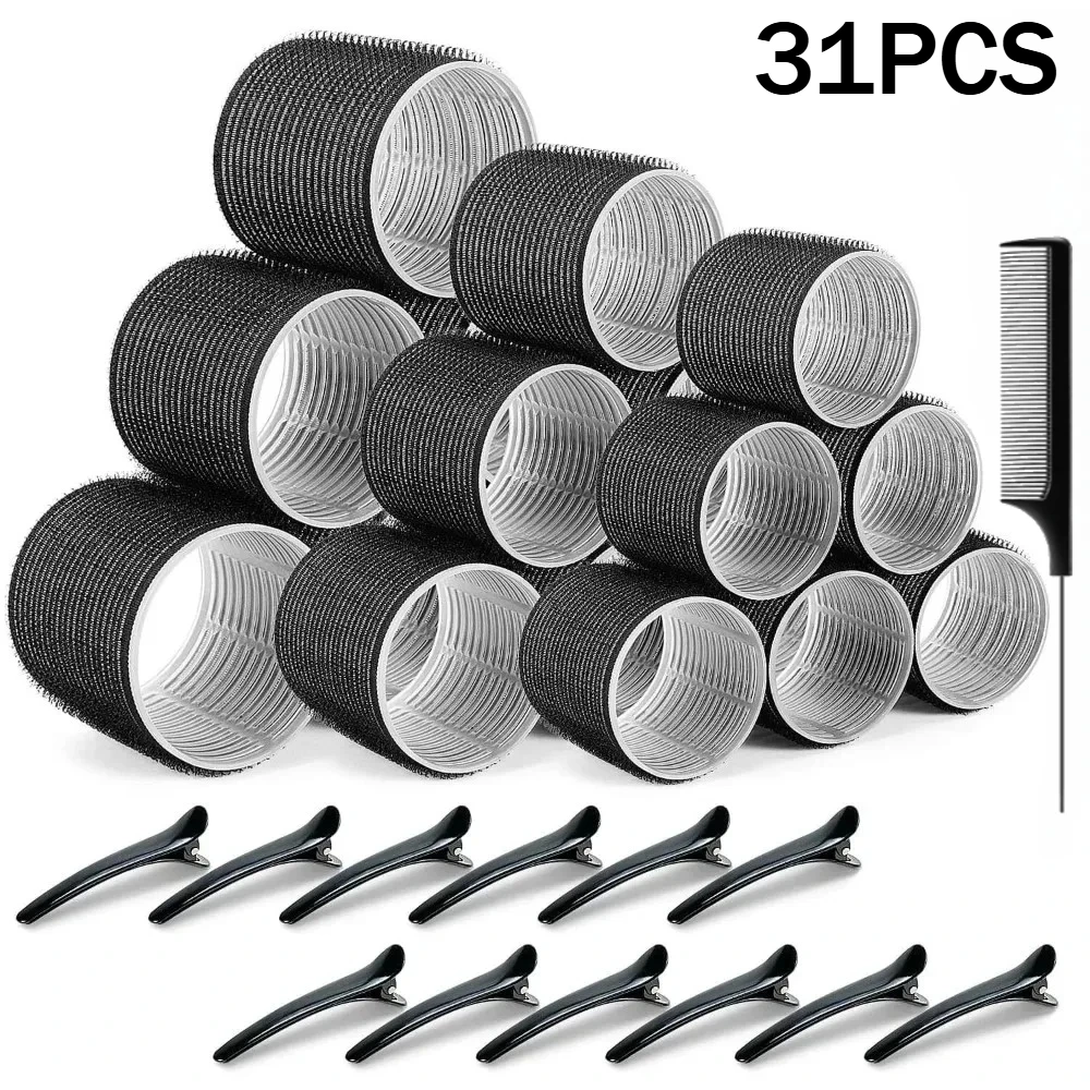 

31pcs/Set Heatless Hair Styling Kit Self-Grip Rollers with Hair Rollers&Clips&comb for DIY Hairdressing Hair Styling Easy To Use