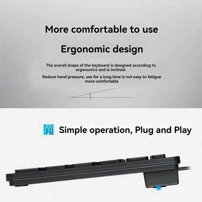 

Компактная проводная клавиатура USB — ультратонкая клавиатура для ПК, мини-игровая клавиатура, черный-AT35