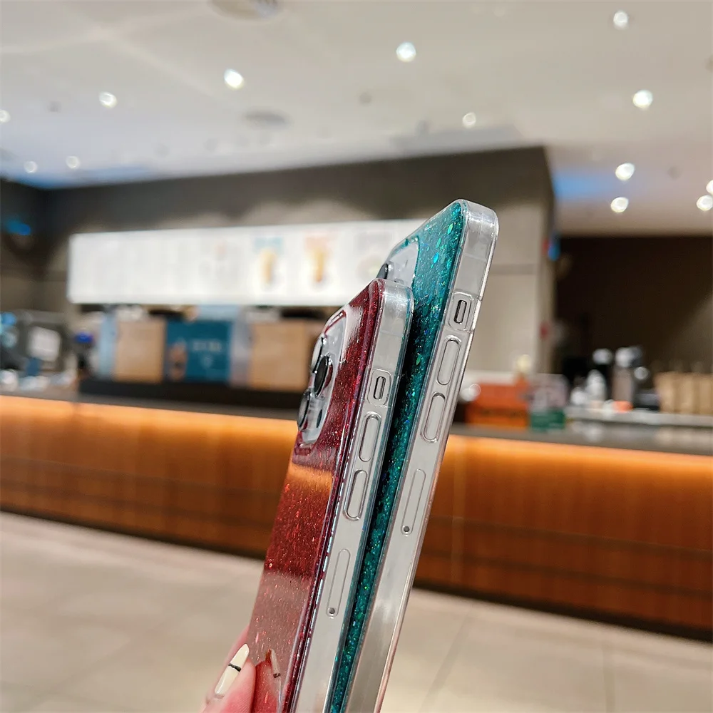 Bling Glitter Phone Case For iPhone 15 14 Plus 13 12 11 Pro Max Mini 6 6S 7 8 Plus X XR XS Max Shiny Sequins Soft Silicone Cover