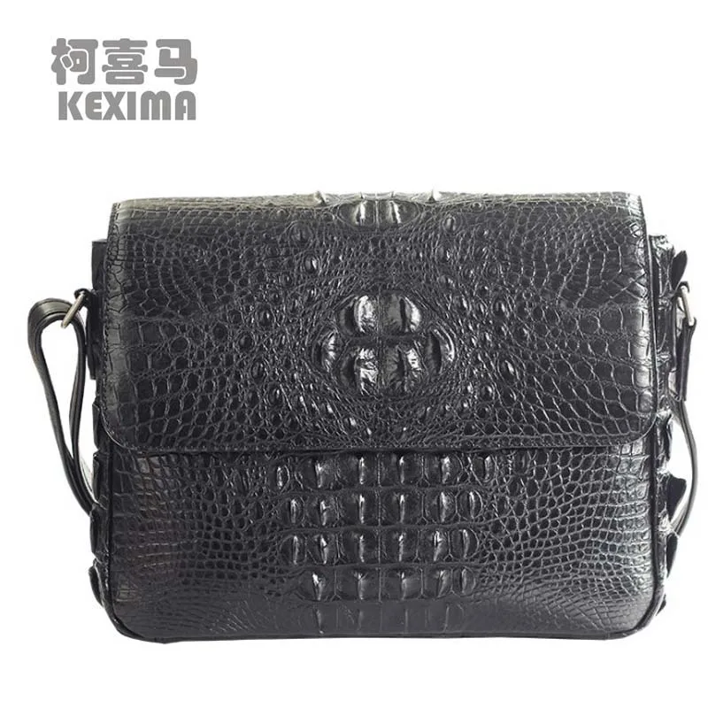 

KEXIMA ourui crocodile leather skull men bag Single shoulder bag black cover male Oblique cross package men bag