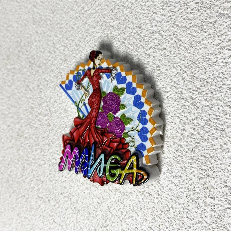 Magara, Spain Travel souvenirs Home decor Fan dancer 3D stereo refrigerator sticker collection arts and crafts gifts