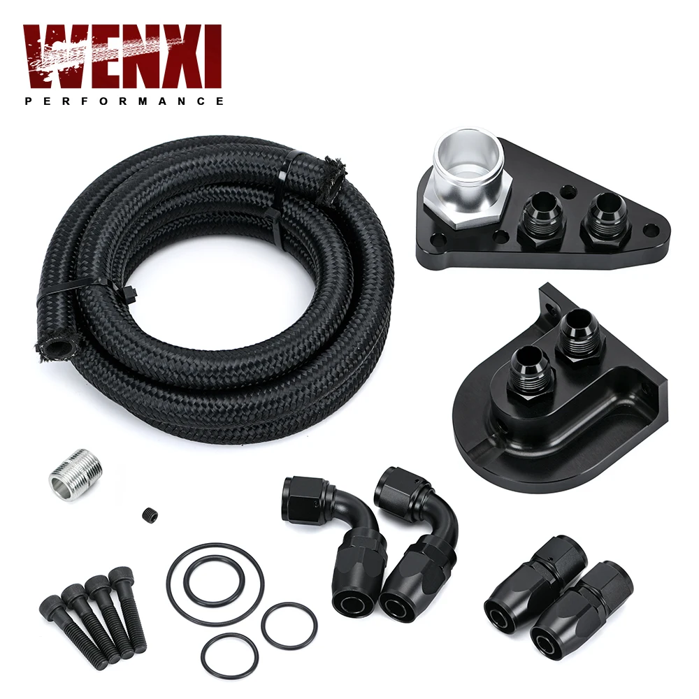 10AN Stainless Steel Braided Hose Oil Filter Relocation Kit For For Ford 4.6L 5.4L Mustang GT GT350 GT500 F150 F250 Accessories