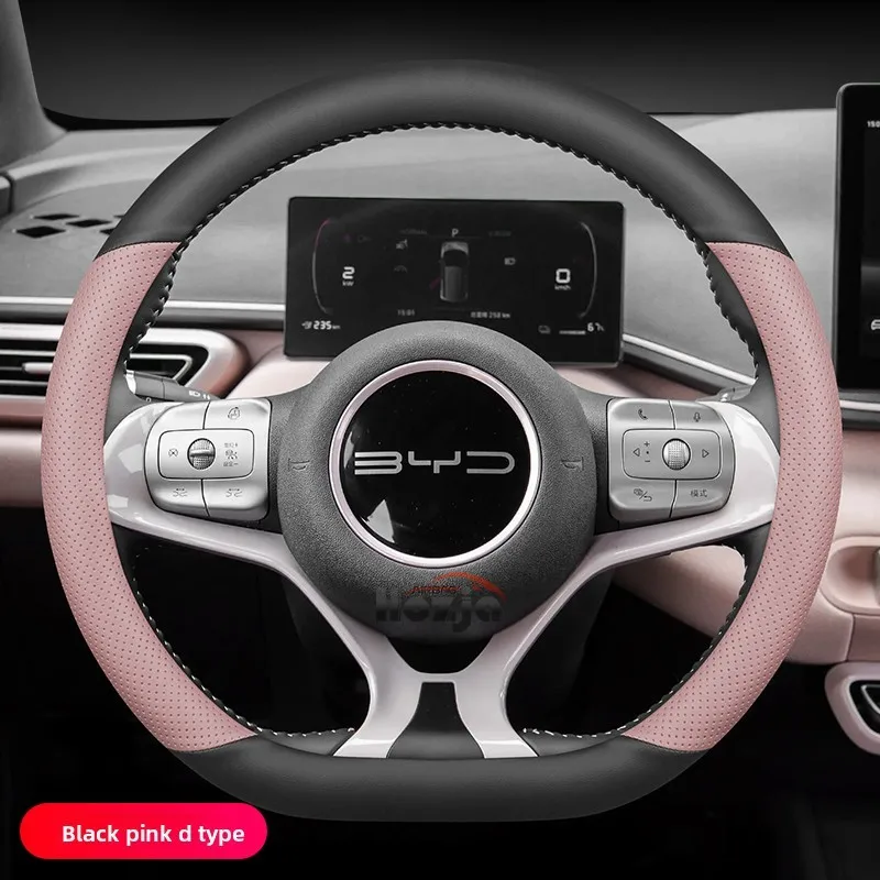 

Leather Car Steering Wheel Cover for BYD Song Plus Seal U Dmi King Dolphin Mini Seagull 2022 2023 2024 2025 2026 Accessories