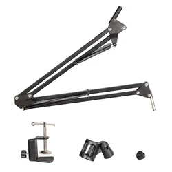 E56B Microphone Stand Desk Adjustable Compact Microphone Suspension Boom Scissor Arm Stand Professional Streaming Clamp