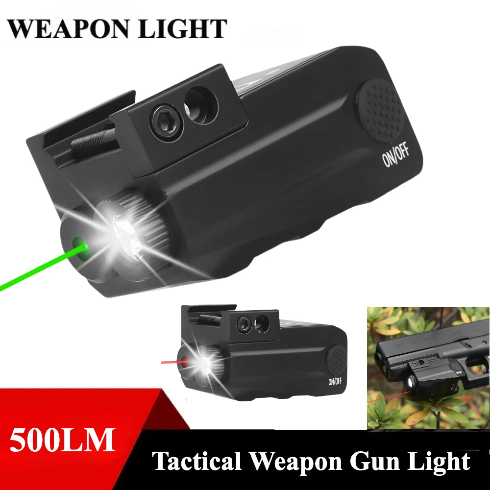 500-ルーメン戦術-led-懐中電灯コンボ赤-緑レーザーサイト-usb-充電武器ガンライトフィット-20-ミリメートルレールライフルピストル