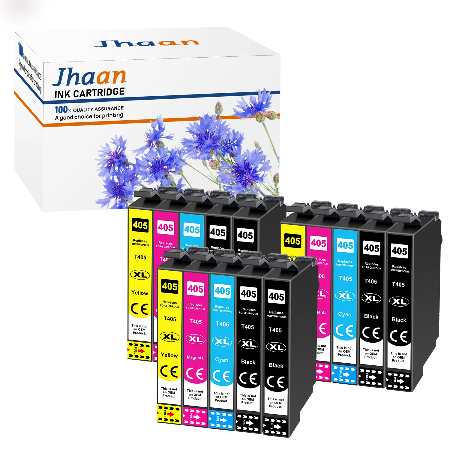 Jhaan 405 405 XL Patronen Kompatibel mit 405 405XL Schwarz für Epson WF-4820 Druckerpatronen WF-4820DWF WF-3820