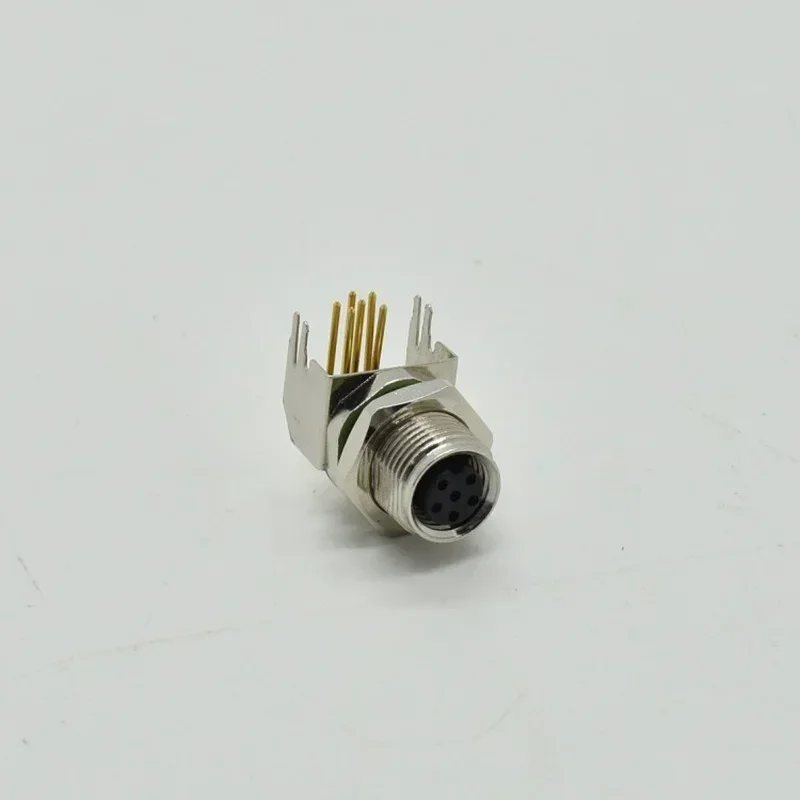 4P M8 PCB Waterproof Curved Needle Female Socket Connector Adapter Heavy