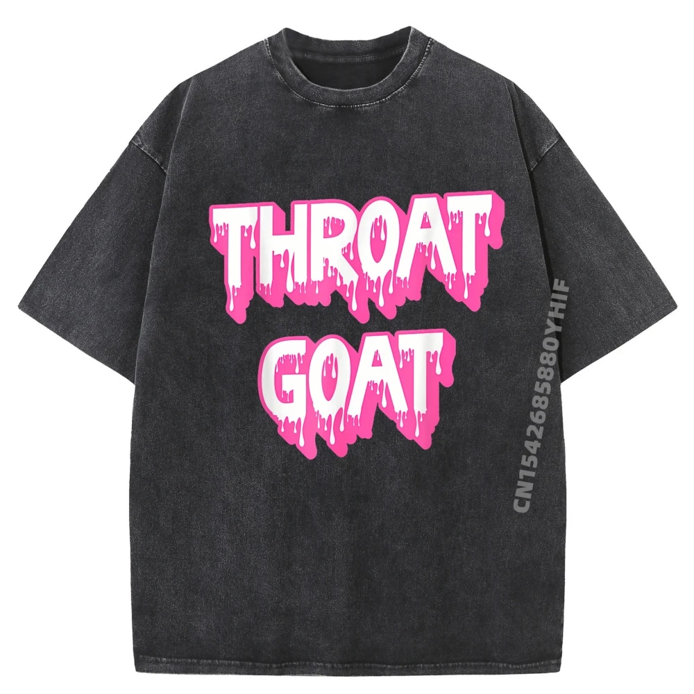 

Funny Pink Throat Goat Adult Humor Sarcastic Outfit Harajuku Summer Clothes Graphic Tshirt Mens Washed Shirt Alphabet