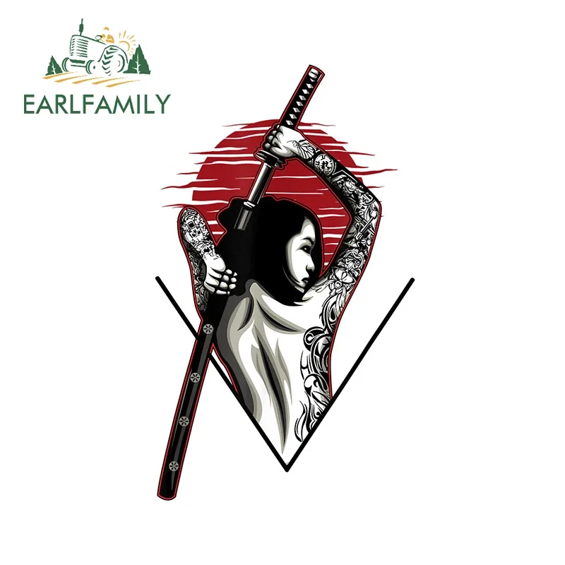 EARLFAMILY-Autocollants de Samouraï pour Voiture, Personnalité Créative, Protecteur de Porte, Décoration Intéressante, 13cm