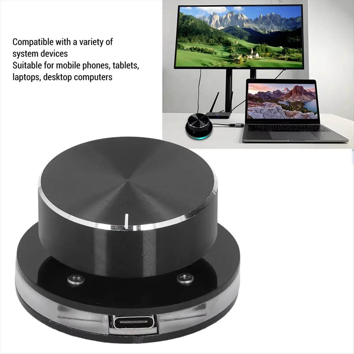 

USB Volume Control Knob for Android System PC Multimedia Type C External Media Adjustment Controller with RGB Light