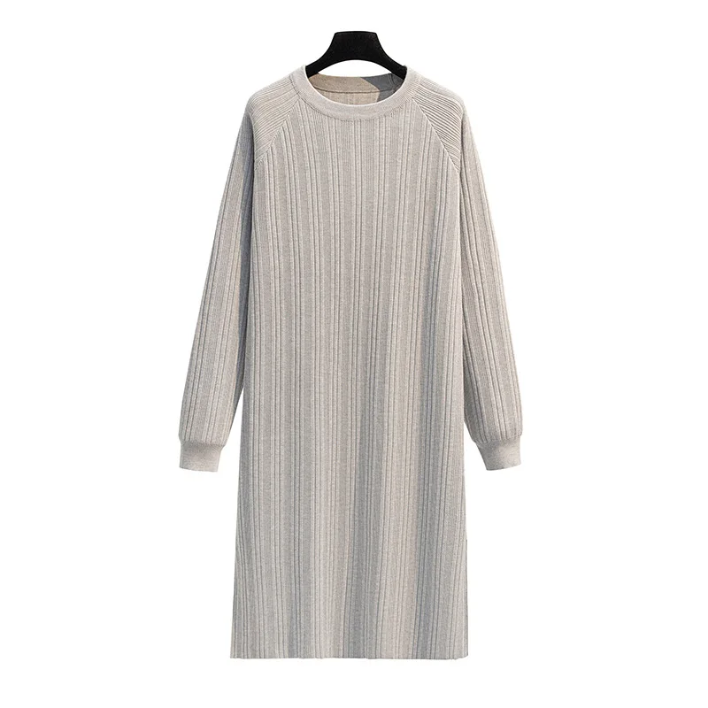 

150kg 175kg Plus Size Women Clothing 5xl 6xl 7xl Long Women Sweater Dress Solid Straight Casual O-Neck Viscose Sweaters Women