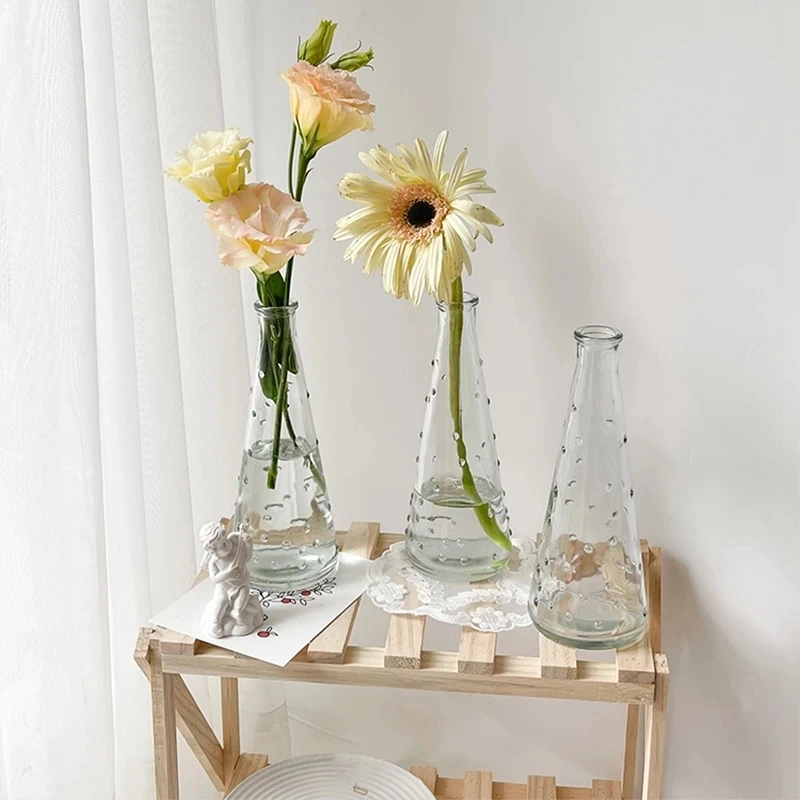 

Simple Flower Glass Vase Love Heart Shape Pots Containers Aromatherapy Transparent Desktop Terrarium Bottle Cute Ins Style