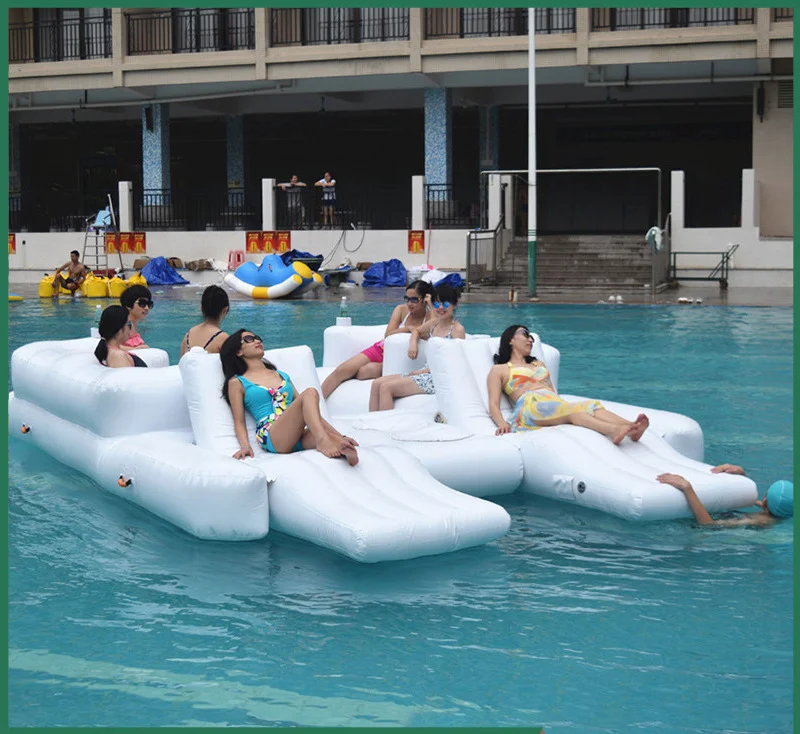 4 Seats Inflatable Floating Lounge Floating Chairs With Table Floating Island For Rest In The Water for Sales