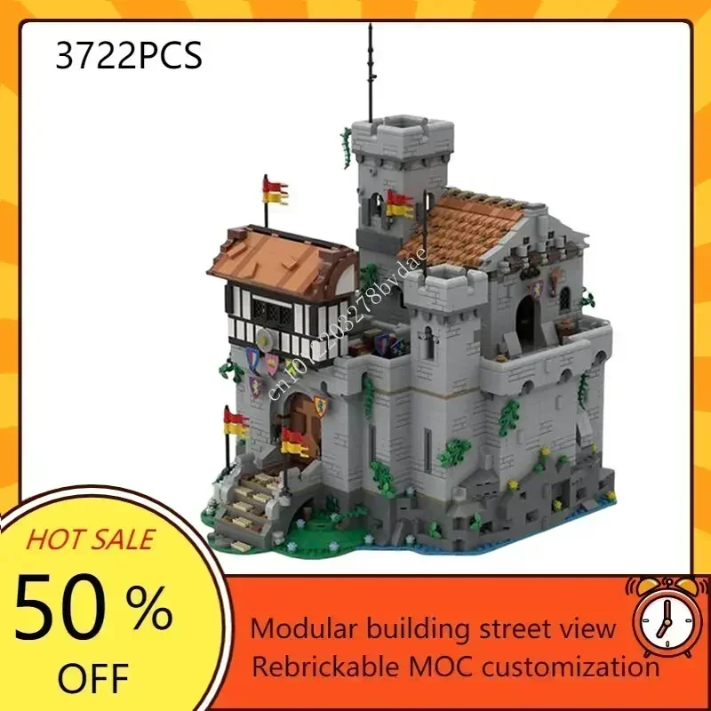 3722PCS Lion Castle Outpost MOC Creative Medieval Architecture Castle Model Custom Puzzle Architecture Assembly Model Toy Gift