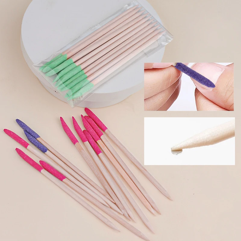 

Double Head Nail Grinding Wooden Gravel Stick Nail Scrub Drill Stick Orange Stick Manicure Pusher Remover Cuticle Pedicure Tool