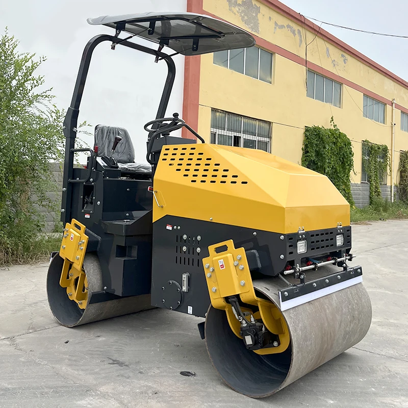 Mini rouleau de route de 1 tonne, compacteur vibrant pour le travail de tranchée d'aménagement paysager et la réparation de petites routes