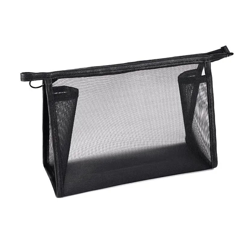 Transparent Mesh Makeup Bag Portable Large Capacity Travel Cosmetic Pouch Lipstick Refill Card Women's Handbag Storage Bag