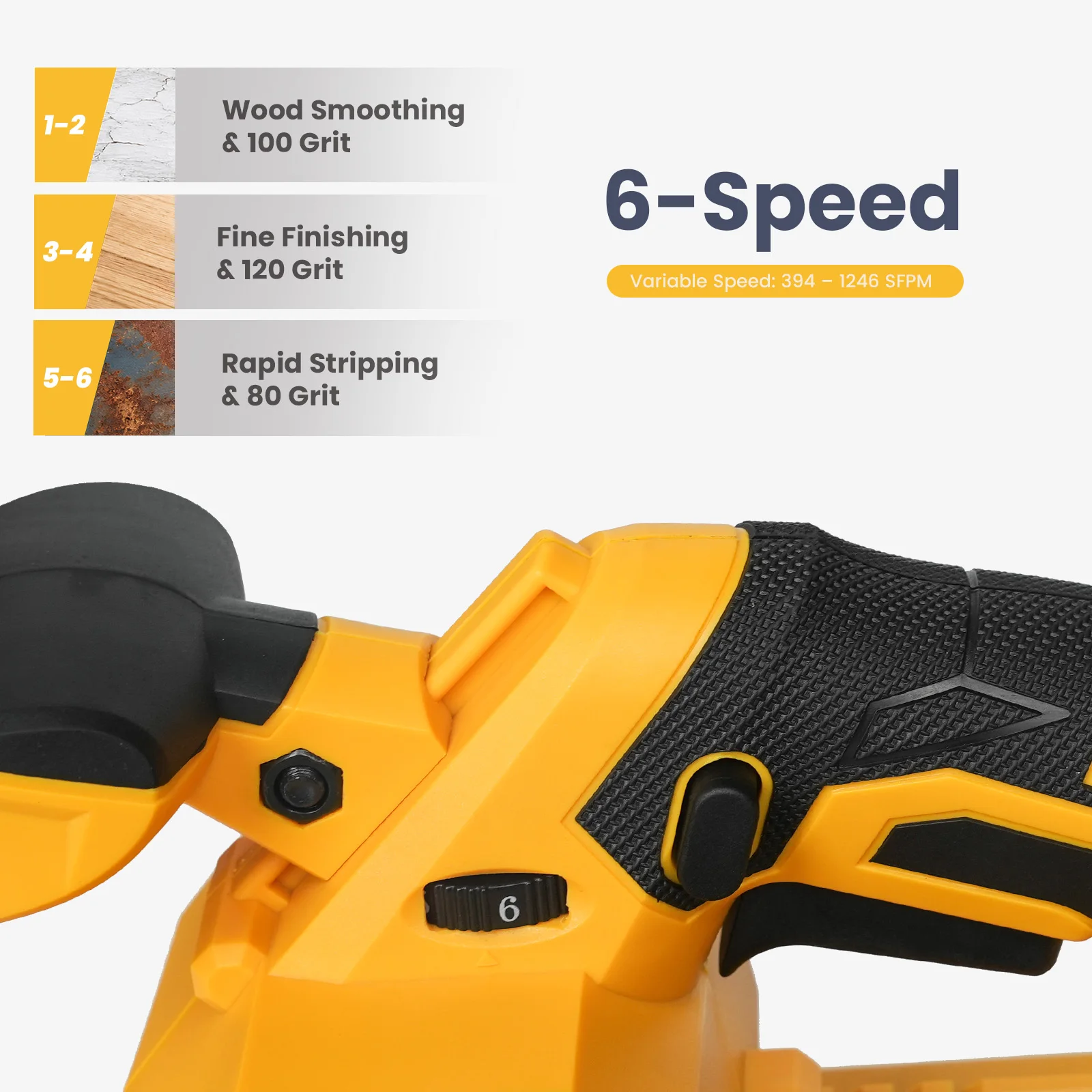 Cordless Belt Sander Compatible with Dewalt 20V Battery(Tool Only)Brushless Power Sander with 6 Variable-speed Dust Bag Included