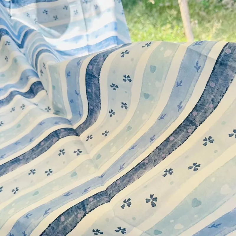 

Digital Printed Fabric Tie Dyed Floral Stripe Splicing Irregular Splicing Cotton Fabric Sewing
