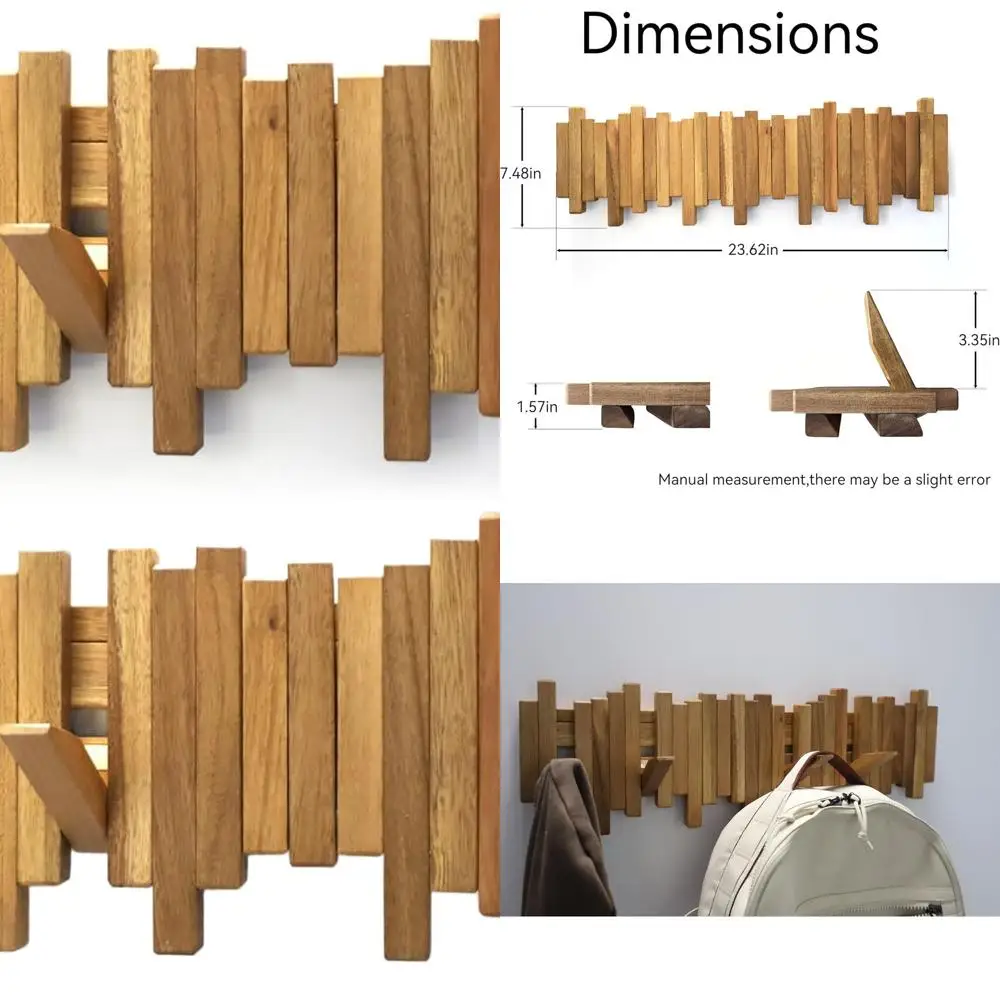 

Настенная вешалка для одежды из акации с 6 откидными крючками – Прочное и элегантное решение для хранения из массива дерева