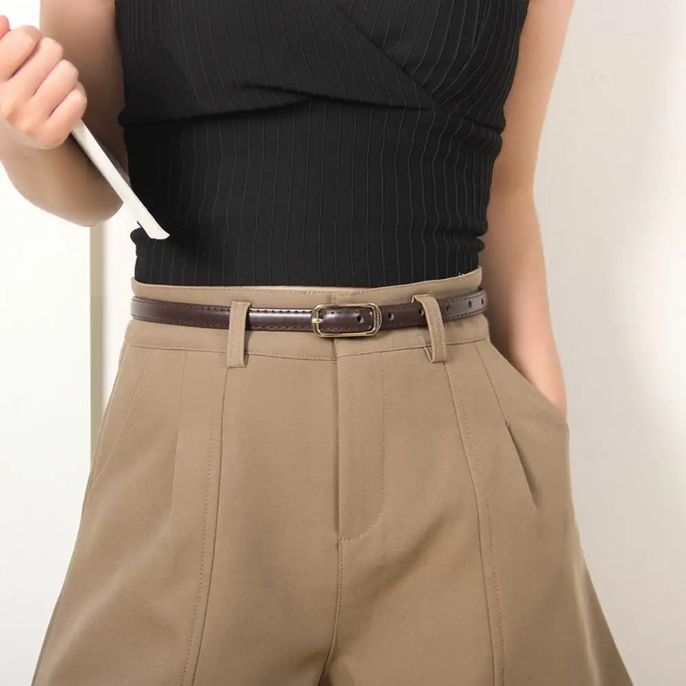 حزام خصر نسائي من الجلد المقلد حزام خصر رفيع قابل للتعديل من الجلد المقلد حزام خصر نسائي لفساتين علوية رفيعة بلون سادة