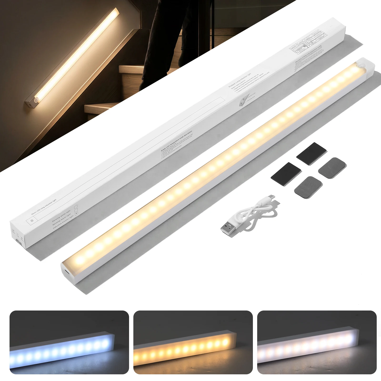 

Magnetic Under Cabinet Lighting 3 Color Temperature Wall Light Rechargeable Motion Sensor LED Light Night Light for Room Decor