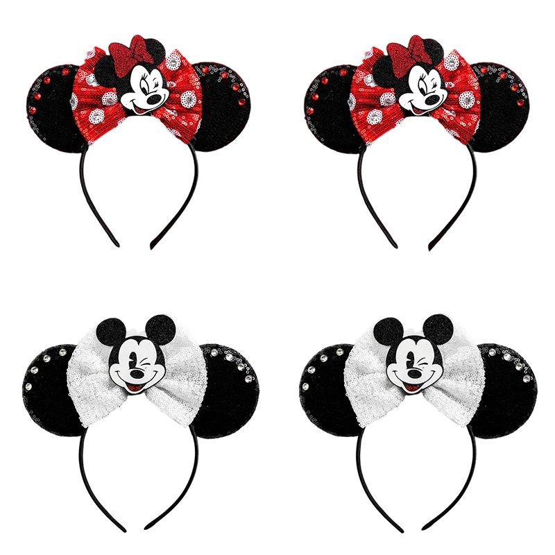 

Classics Disney Minnie Ears Headband Baby Pearl Mickey Hair Band Women Bow Hair Accessories Kids Minnie Mouse Hairband Girl Gift