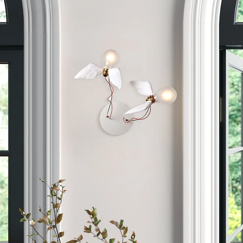 Designer Angel Wing Wall Light with Bird Feather decor Hallway Living Room Background led wall Lamp