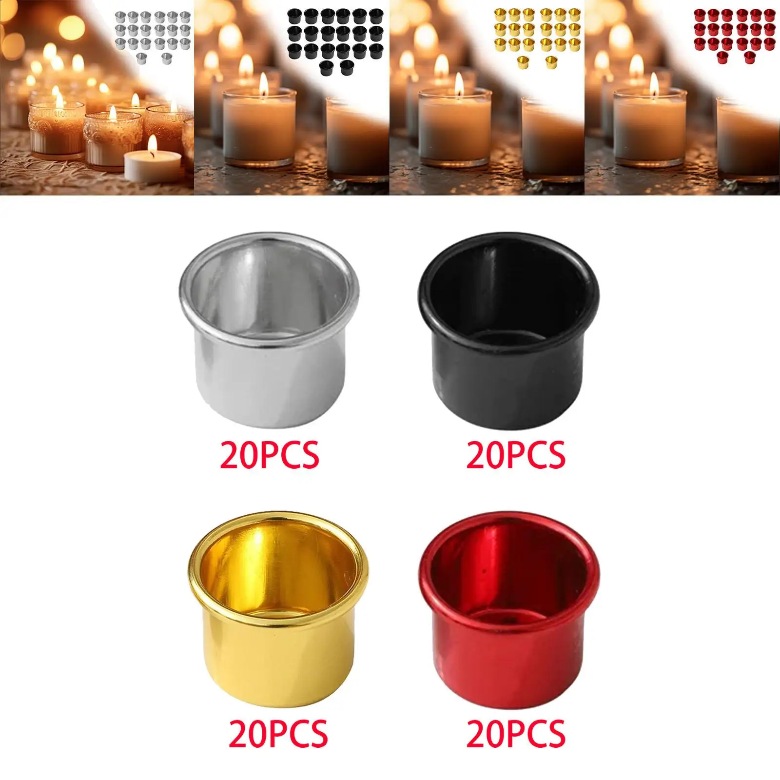20x Candle Cup Candle Stand Ornament Metal Candlestick Candle Holder for Anniversary Christmas Thanksgiving Living Room Parties