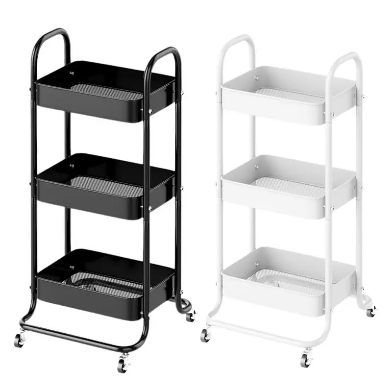 

Rolling Utility Carts With Wheels 3 Tier Kitchen Bathroom Bedroom Multi Storage Mobile Rack Trolley food Snacks Home Organizer