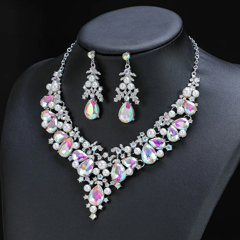 Conjunto de colar personalizado feminino, duas peças, liga, elegante e grande, vestido de casamento, vestido de noite, acessórios de dança do ventre, joias