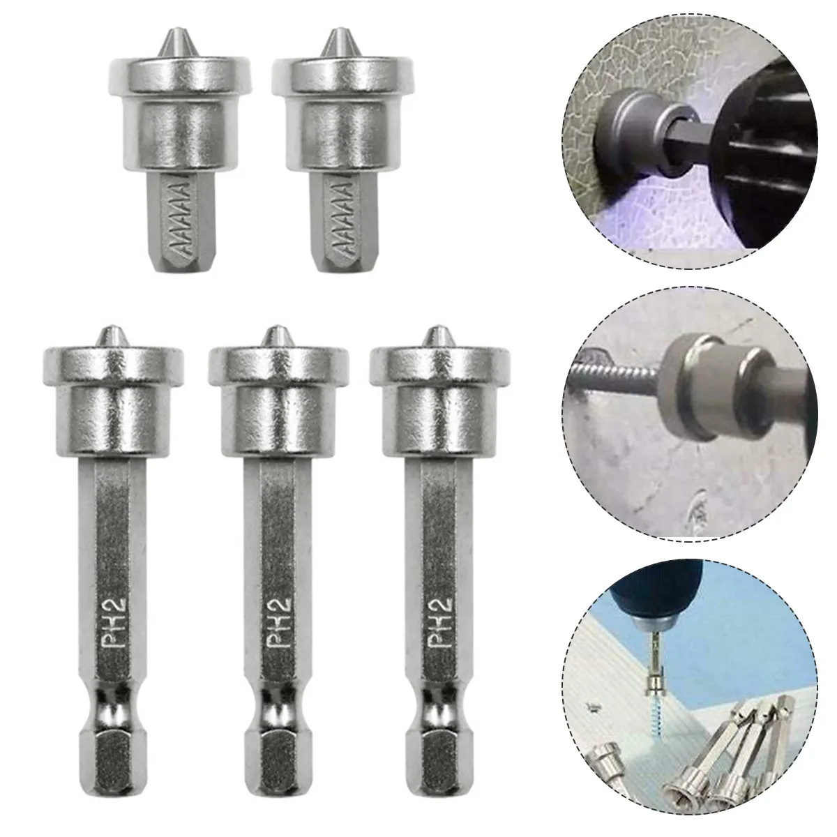 

5Pcs Positioning Screwdriver Bit Batch Strong Screw Positioning Holder for Woodworking Auto Repair Furniture Assembly Rustproof