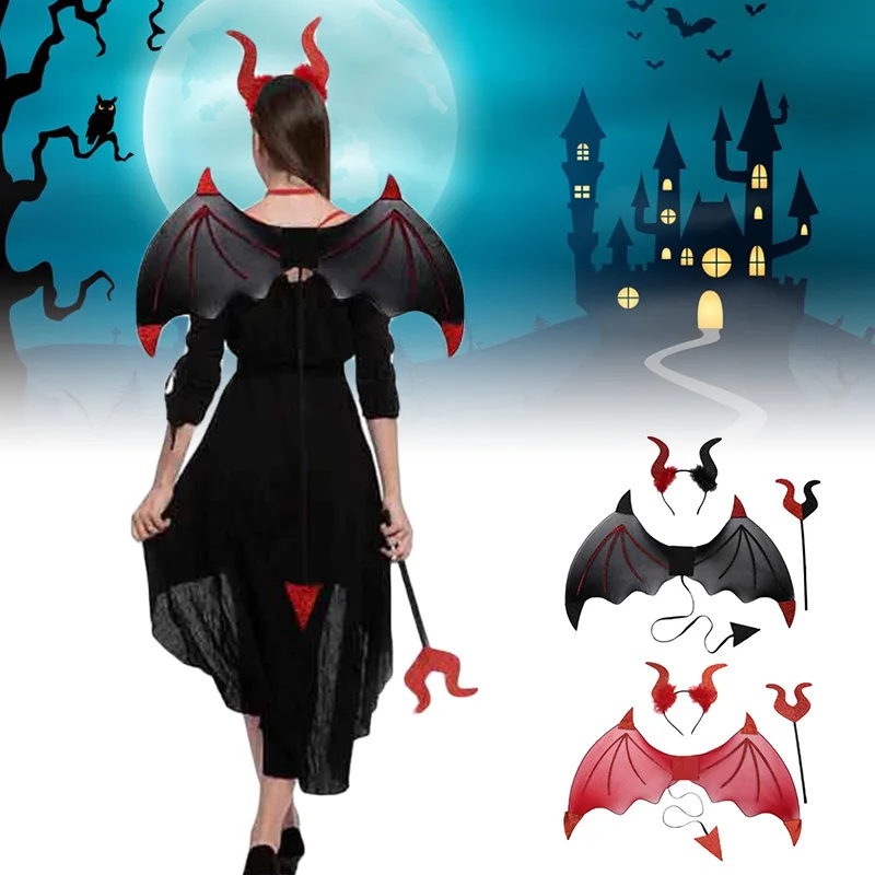 Halloween Novel Bat Wing Vampirina Costume Devil Screen Black Bat Wings Elf Dress Up Party Dance Festival Performance Props Gift