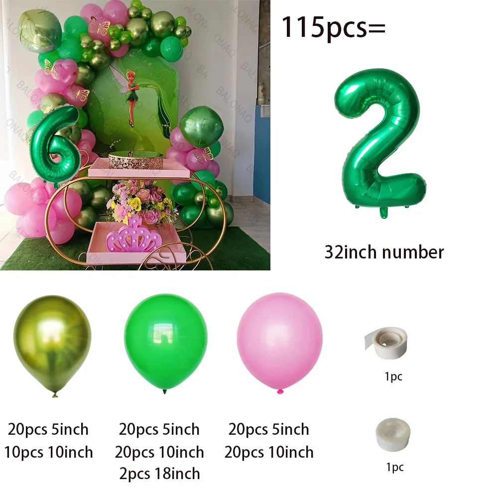 1set Disney Elf Princess Tinker Bell Foil Balloon Kid Girl Birthday Party Decor Baby Shower Supplie Cartoon Flower Fairy Globos