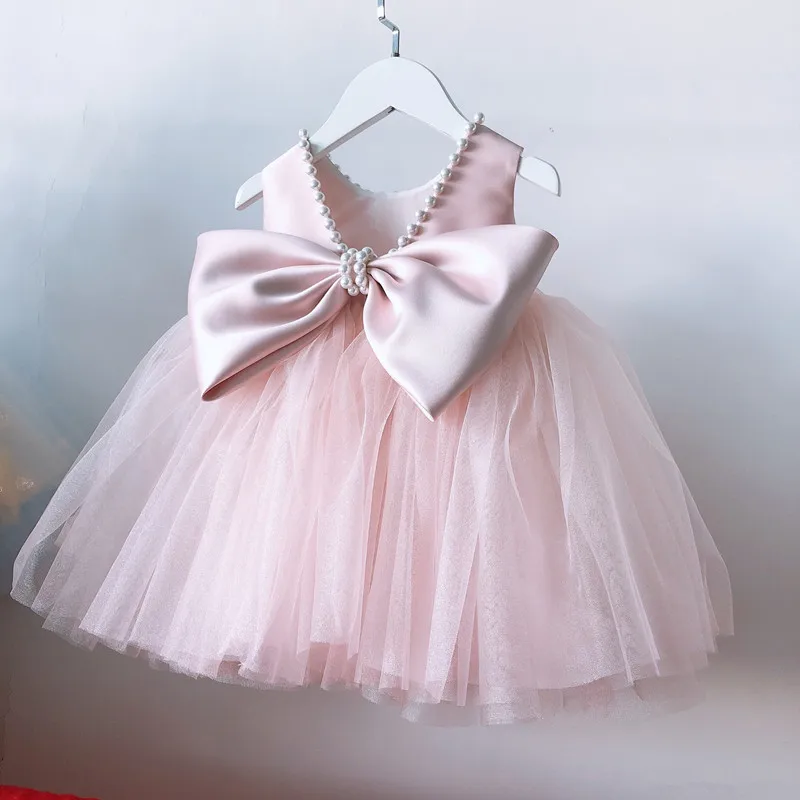 

Summer Baby Girls Baptism Pink Dresses Cute Mesh Princess Dress 1st Year Birthday Dress Infant Party Dress Newborn Clothing y322